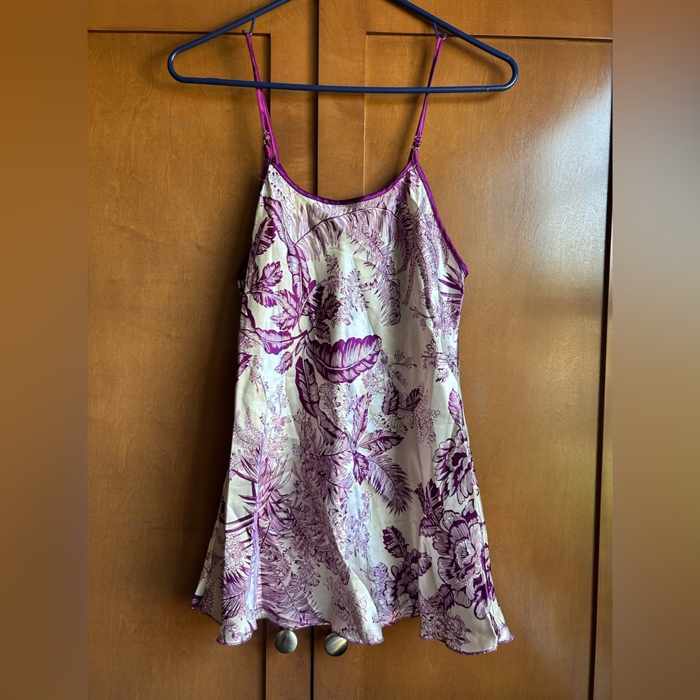 Vintage Silk Slip Purple and White Tank Top